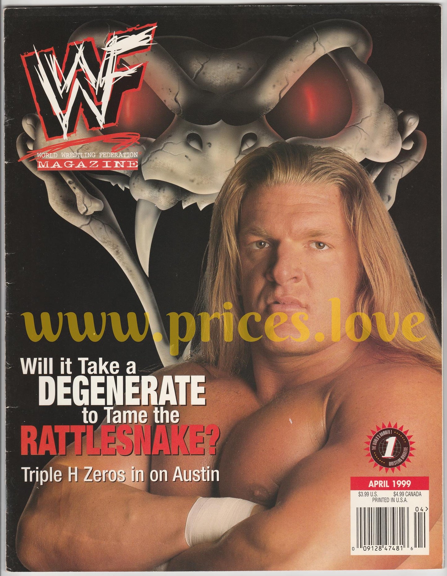 WWF Wrestling Magazine April 1999 Triple H Test POSTER WWE Royal Rumble Owen