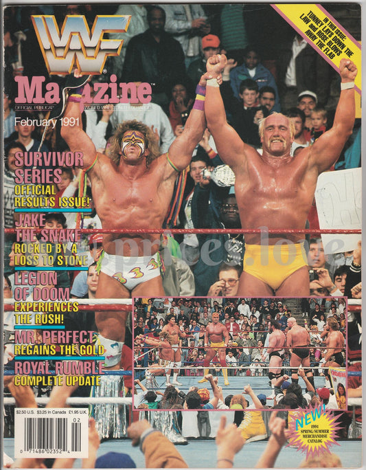 WWF Wrestling Magazine February 1991 Ultimate Warrior Hulk Hogan Jake The Snake