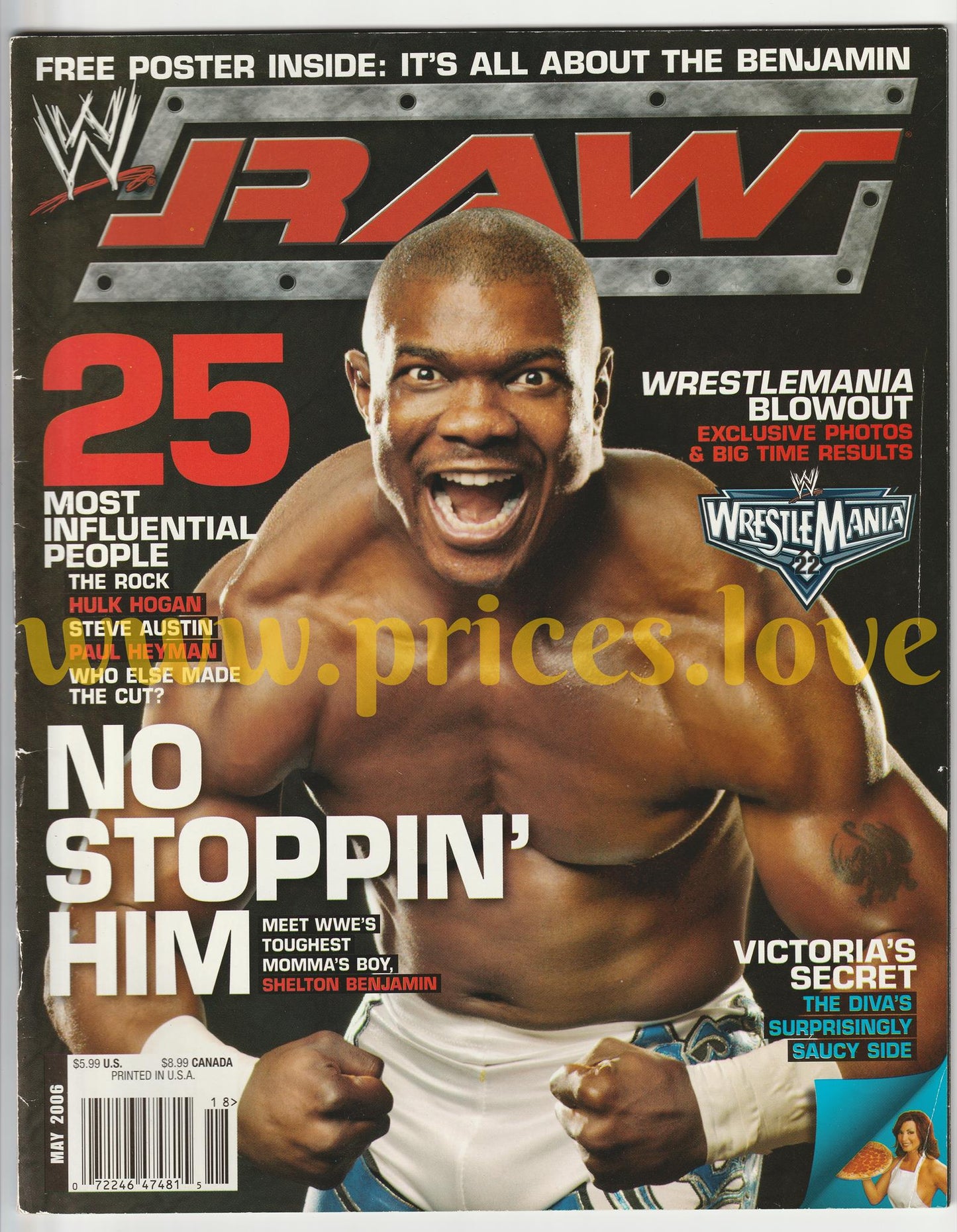 WWE RAW Wrestling Magazine May 2006 Shelton Benjamin Wrestlemania 22 WWF