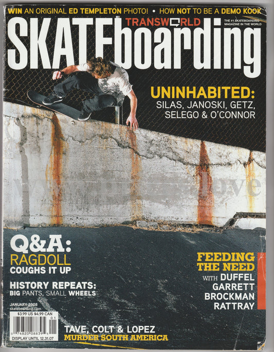 Transworld Skateboarding Magazine January 2008 Ed Templeton Silas Janoski Getz