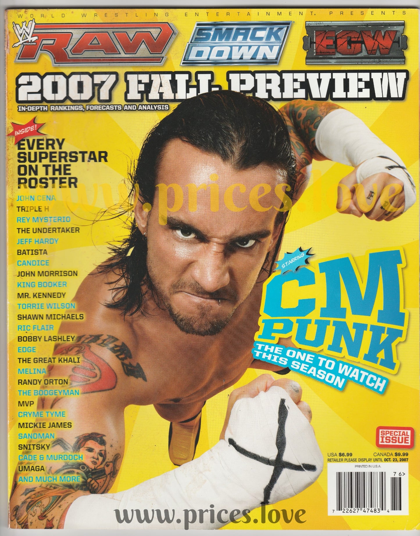 WWE Wrestling Magazine September/October 2007 CM Punk Fall Preview WWF