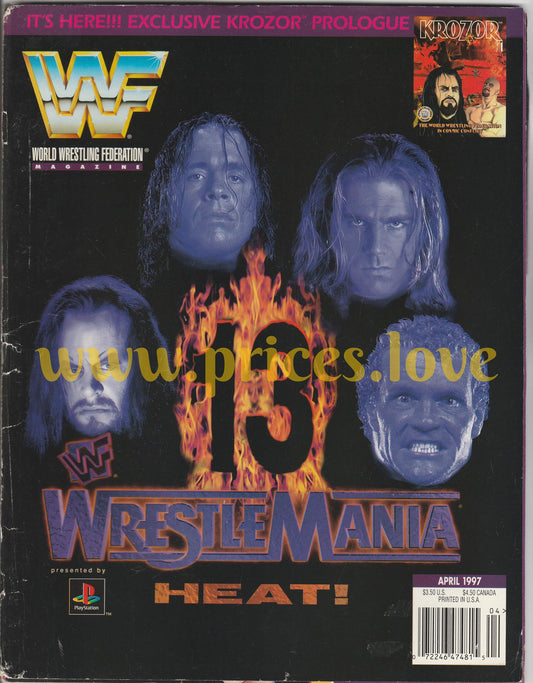 WWF Wrestling Magazine April 1997 Wrestlemania 13 Bret Hart Shawn Michael Poster