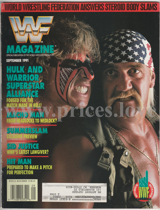 WWF Wrestling Magazine September 1991 Ultimate Warrior Hulk Hogan Summerslam WWE