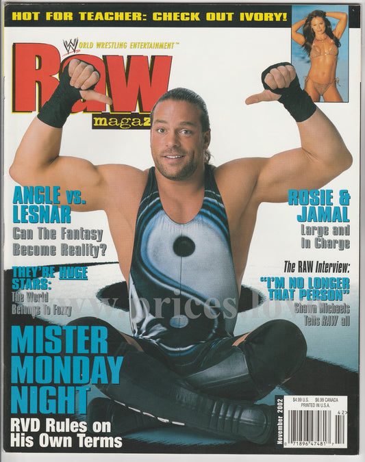 WWE RAW Wrestling Magazine November 2002 Rob Van Dam RVD Ivory Rosie Jamal WWF