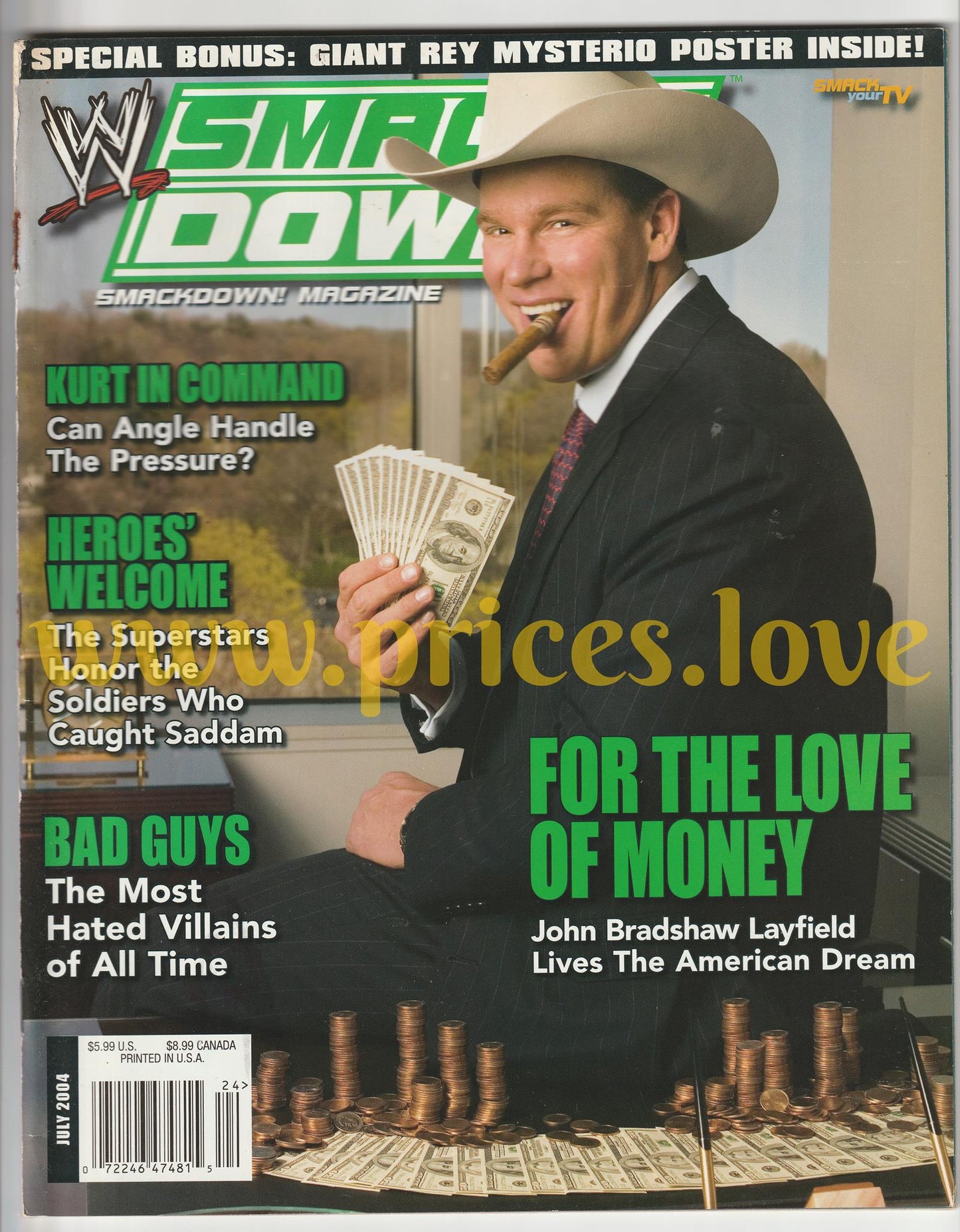 WWE Smackdown Wrestling Magazine July 2004 JBL Rey Mysterio WWF Villians Angle