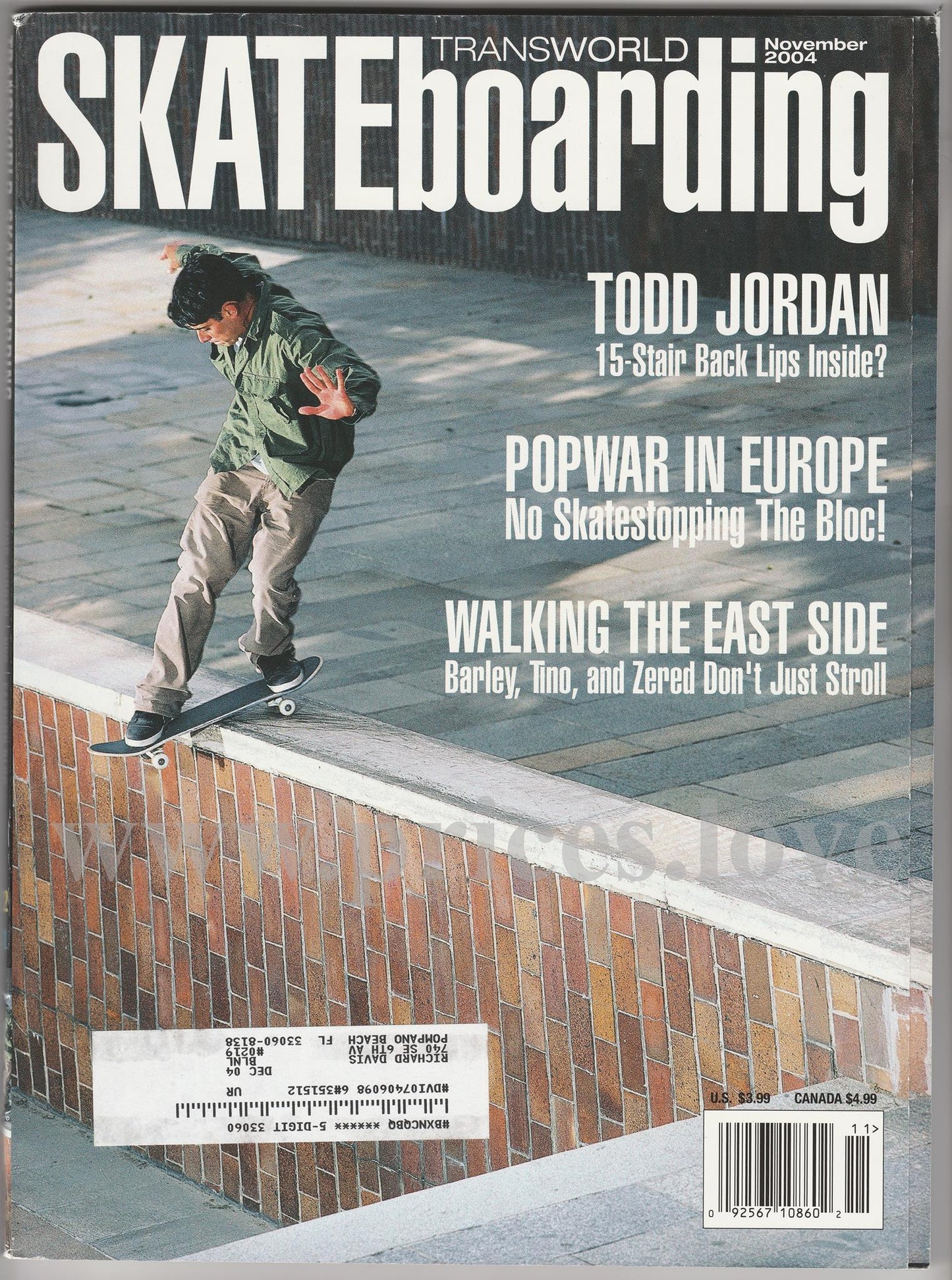 Transworld Skateboarding Magazine November 2004 Todd Jordan Europe Barley #2