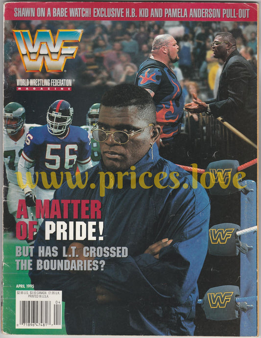 WWF Wrestling Magazine April 1995 Lawrence Taylor Shawn Michael Pamela Anderson