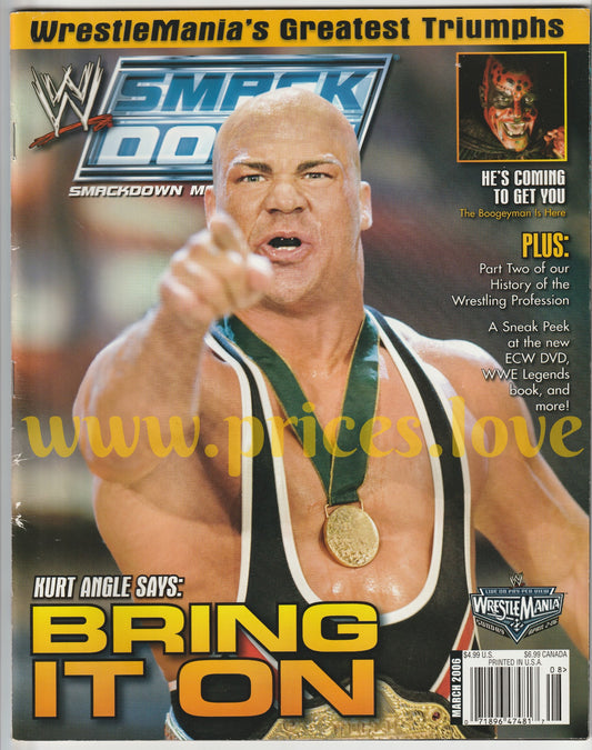 WWE Smackdown Wrestling Magazine March 2006 Kurt Angle Boogeyman Chris POSTER