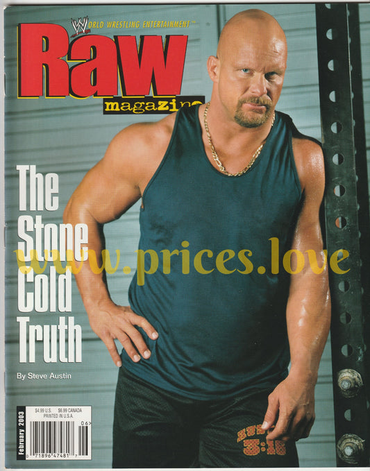 WWE RAW Wrestling Magazine February 2003 Steve Austin Stacy Keibler POSTER WWF