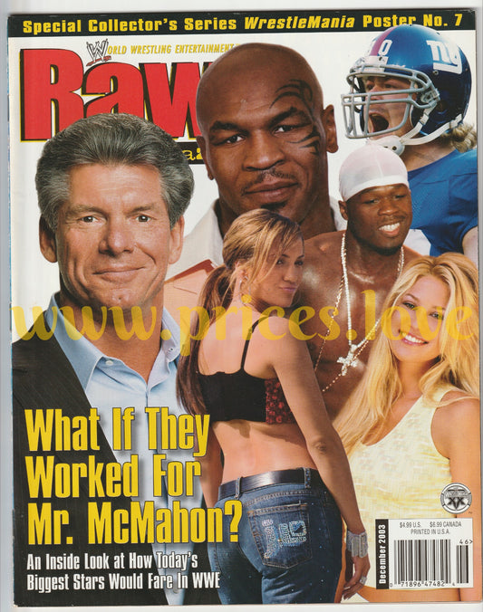 WWE RAW Wrestling Magazine December 2003 Vince McMahon Wrestlemania POSTER WWF