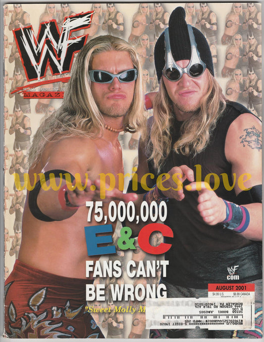 WWF Wrestling Magazine August 2001 Edge & Christian wwe X-Pac Summerslam POSTER