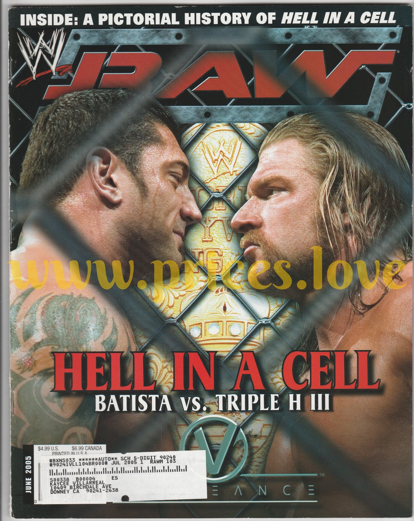 WWE RAW Wrestling Magazine June 2005 Hell In A Cell Pictorial History POSTER WWF