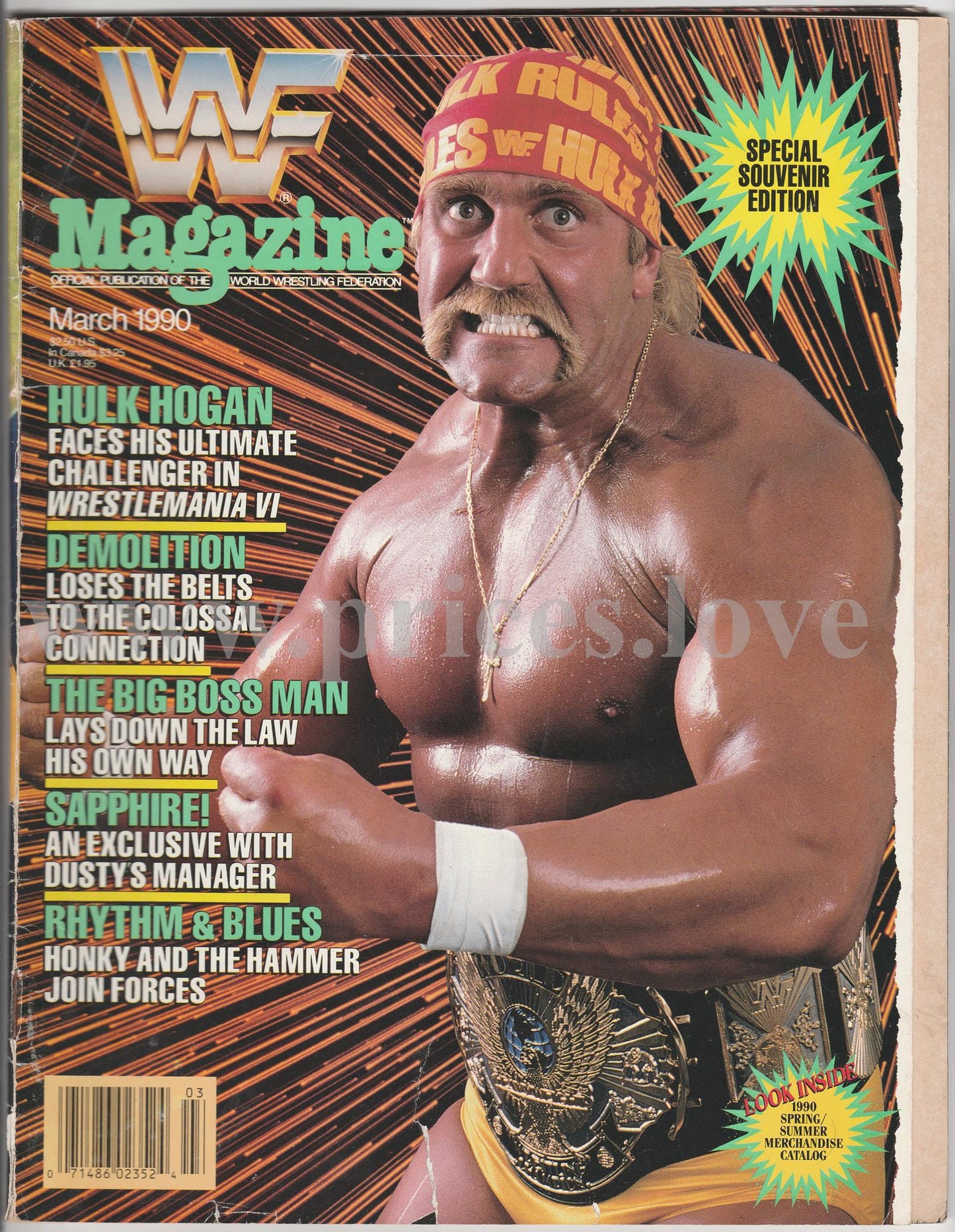 WWF Wrestling Magazine March 1990 Hulk Hogan Demolition Sapphire Honky Tonk WWE