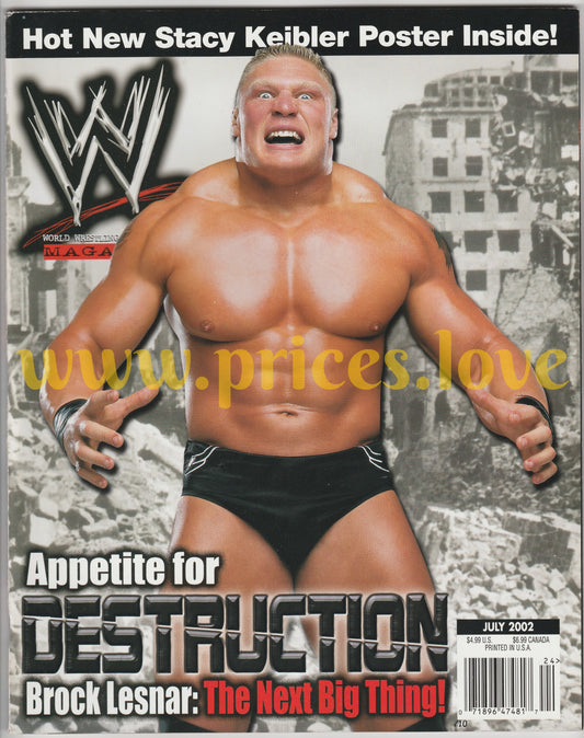 WWE Wrestling Magazine July 2002 Brock Lesnar Stacy Keibler  POSTER catalog WWF