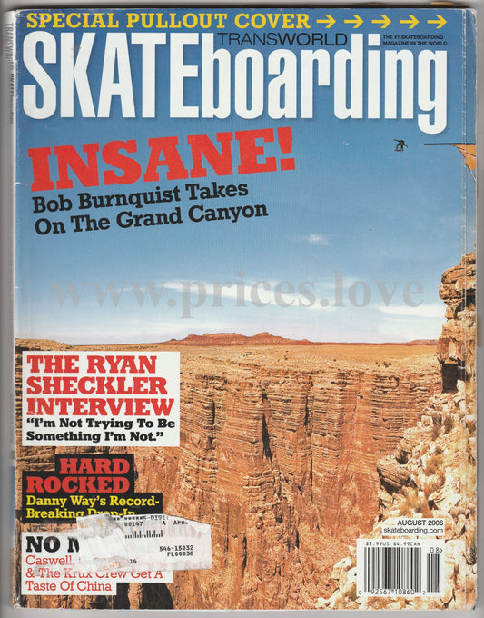 Transworld Skateboarding Magazine August 2006 Bob Burnquist Ryan Sheckler Danny