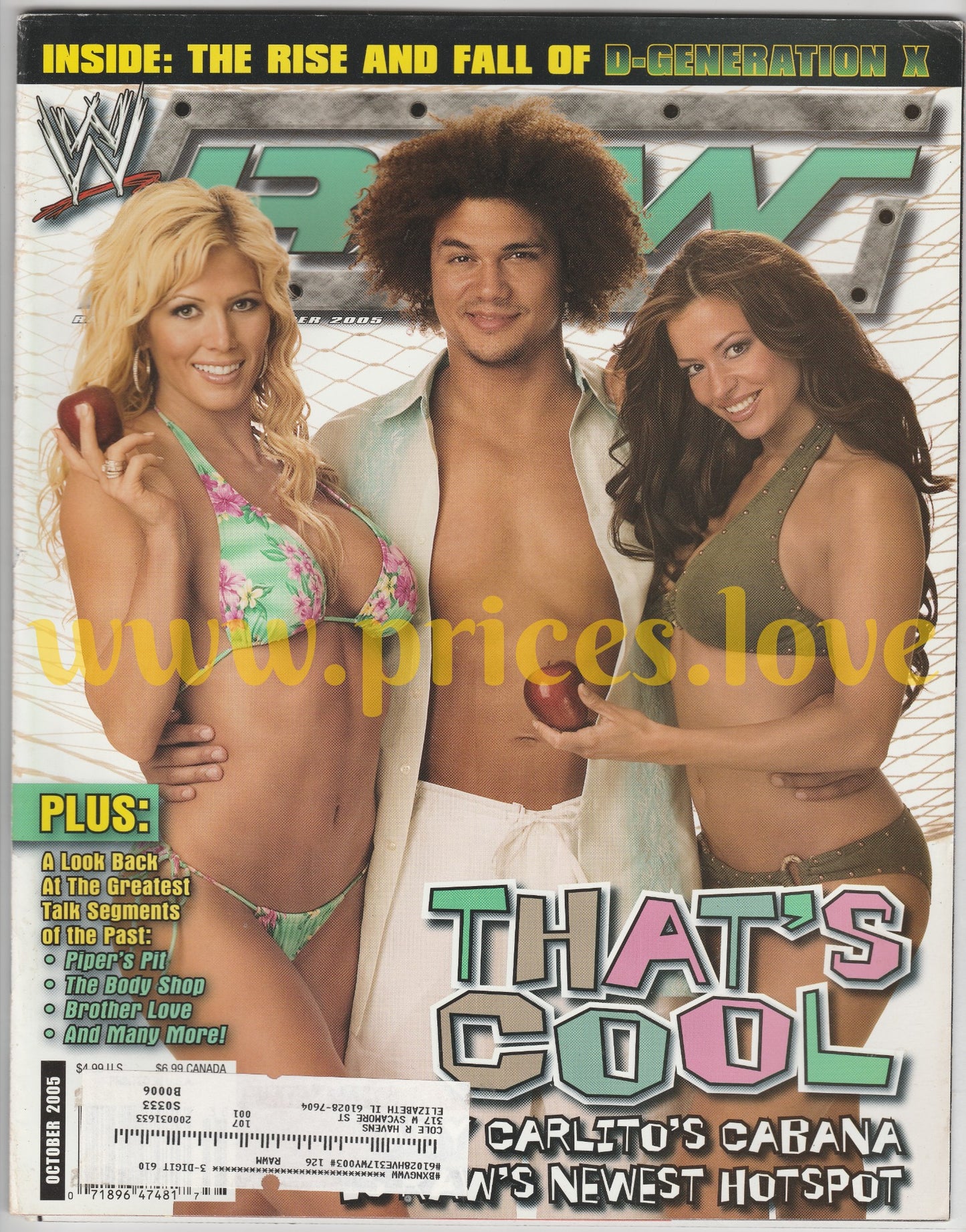 WWE RAW Wrestling Magazine October 2005 Carlito DX Rise & Fall POSTER WWF divas