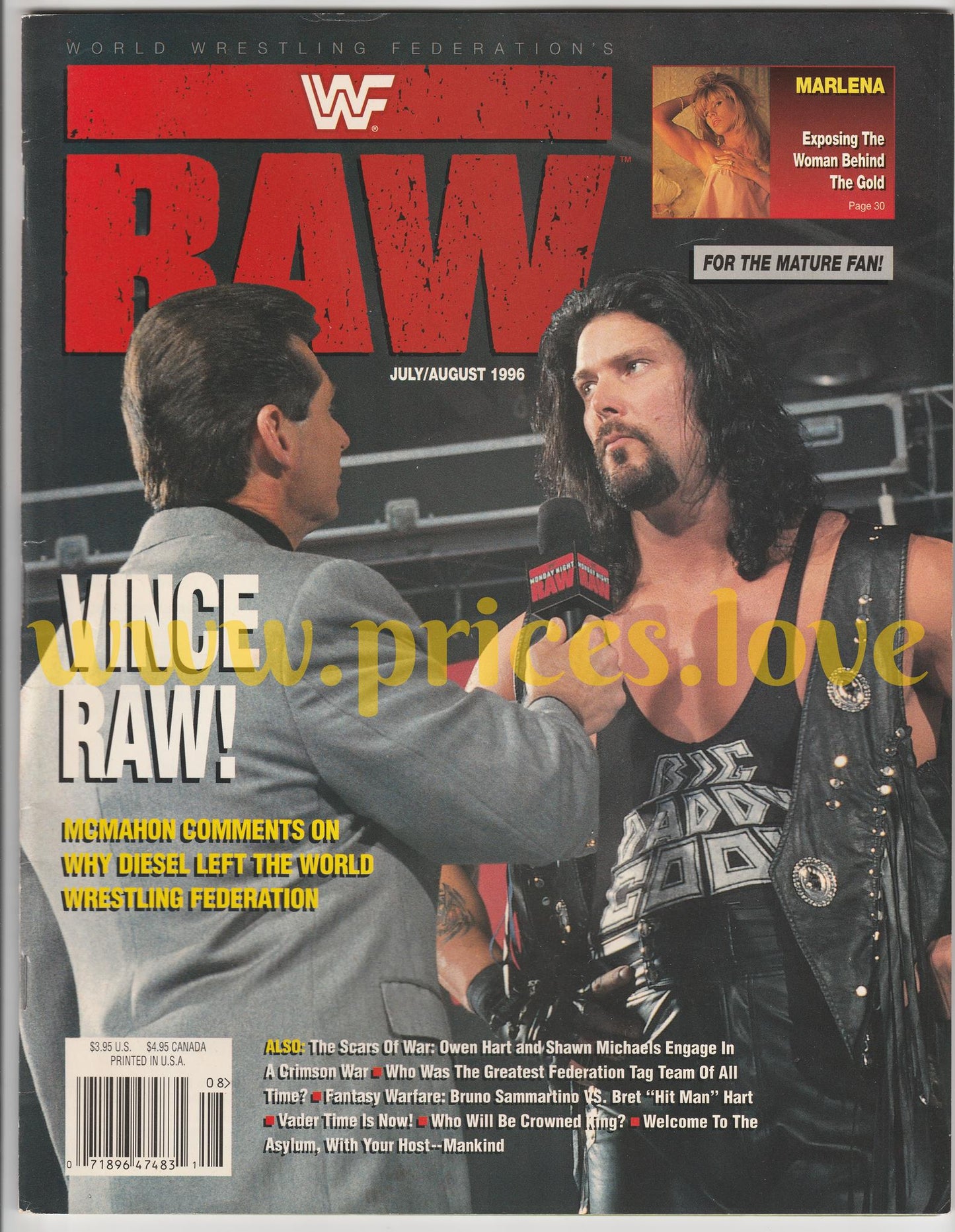 WWF RAW Wrestling Magazine July August 1996 Diesel Vince McMahon Marlena POSTER