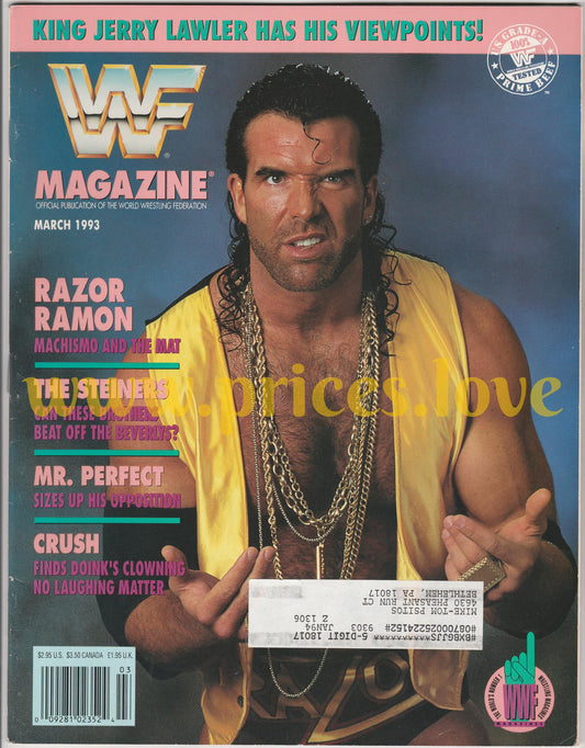 WWF Wrestling Magazine March 1993 Razor Ramon Steiner Brothers Mr. Perfect WWE