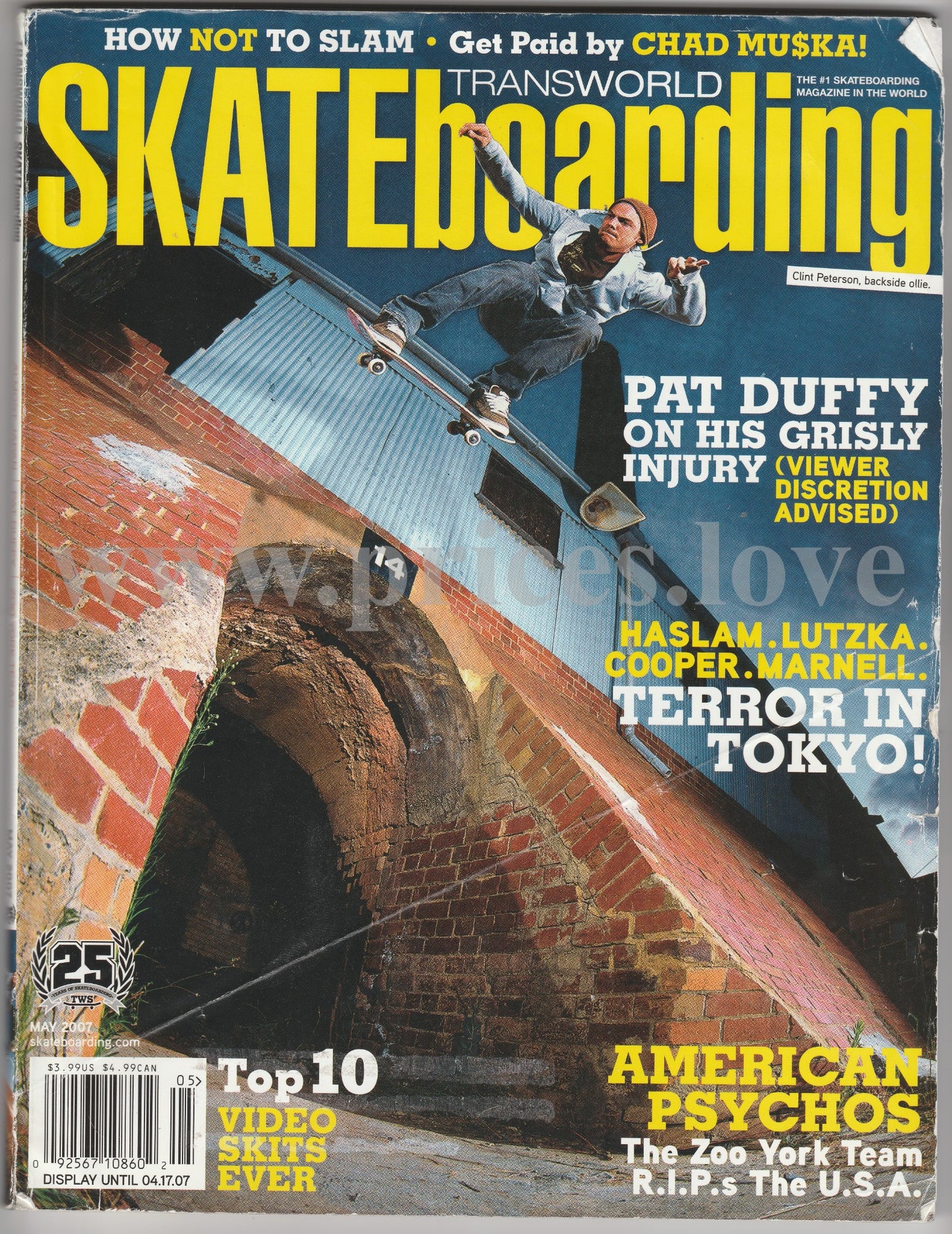 Transworld Skateboarding Magazine May 2007 Pat Duffy Chad Muska Tokyo Haslam Zoo