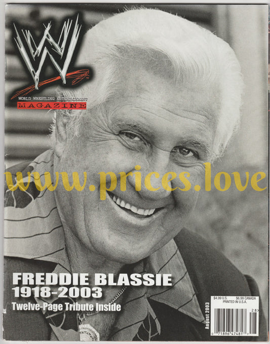 WWE Wrestling Magazine August 2003 Freddie Blassie Kurt Angle Brock LesnarPOSTER