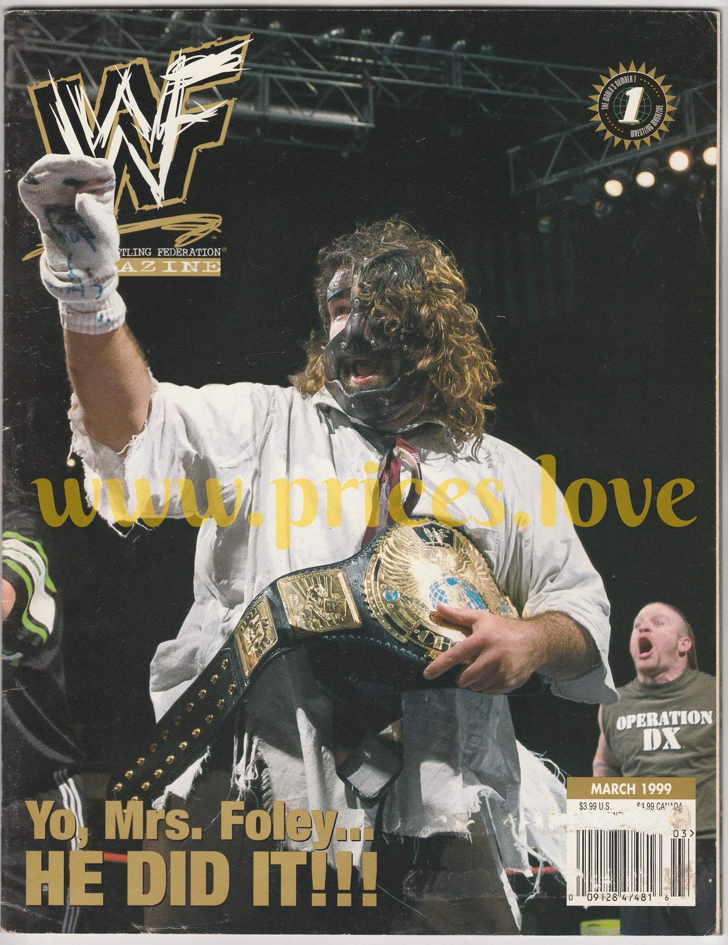 WWF Wrestling Magazine March 1999 Mankind WWE Big Boss Man POSTER In Your House