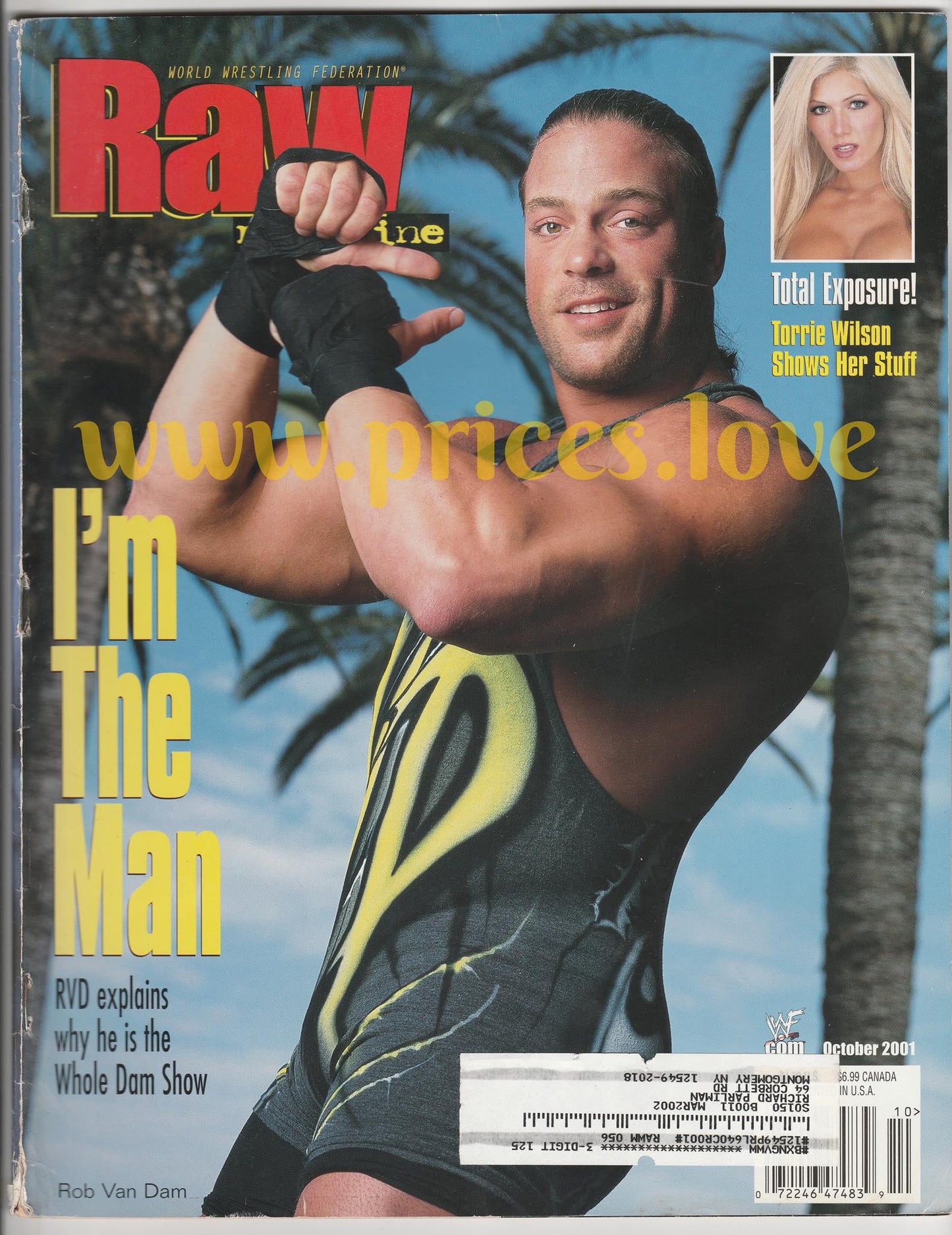 WWF RAW Wrestling Magazine October 2001 Rob Van Dam Torrie Wilson WWE Booker T