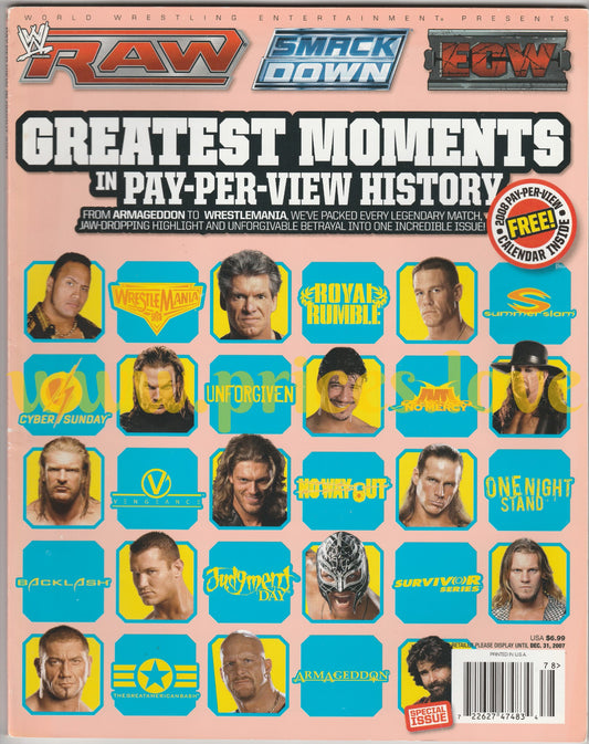 WWE Wrestling Magazine Pay Per View Blowout 2007 Greatest Moments + POSTER WWF