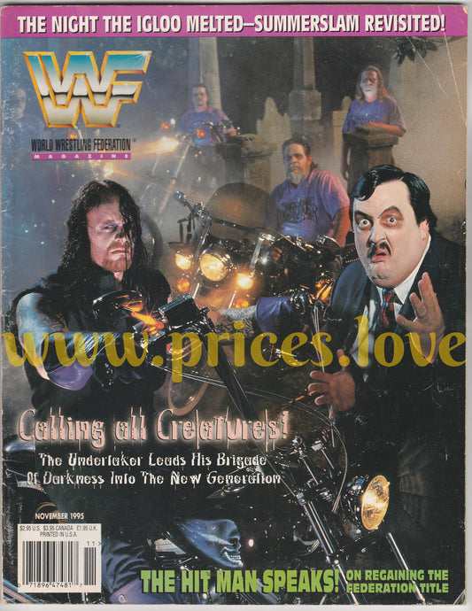 WWF Wrestling Magazine November 1995 Undertaker Paul Bearer Bret Hart WWE Summer