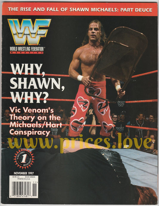 WWF Wrestling Magazine November 1997 Shawn Michaels WWE Summerslam Vader POSTER