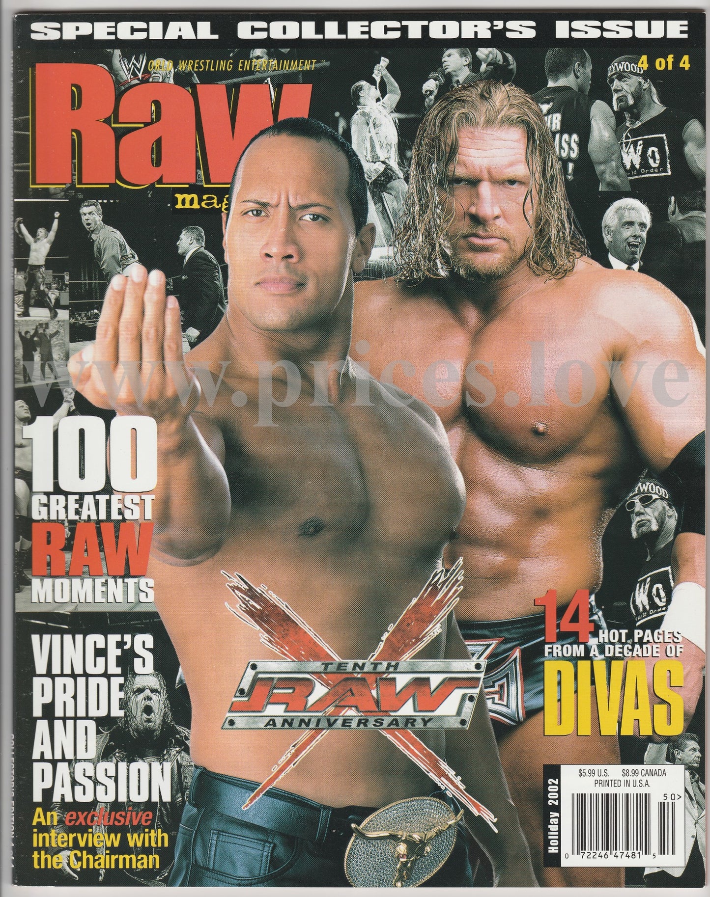 WWE RAW Wrestling Magazine Holiday 2002 Cover 4 of 4 The Rock Triple H WWF Divas