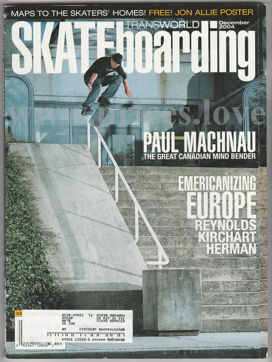 Transworld Skateboarding Magazine December 2004 Paul Machnau Europe Jon Allie