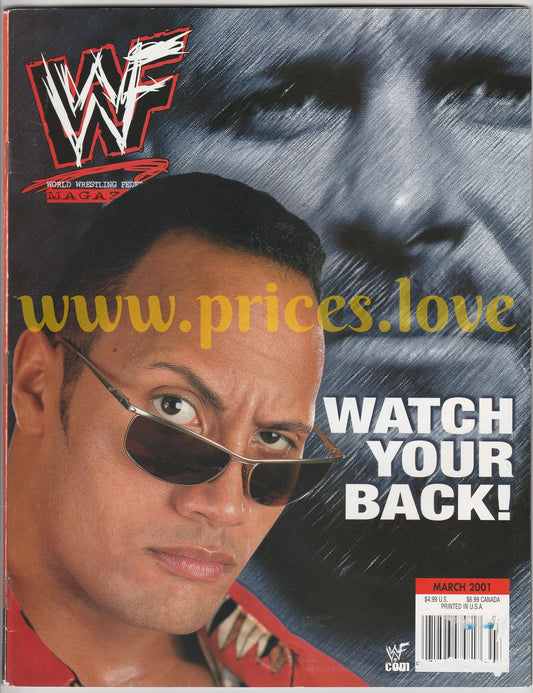 WWF Wrestling Magazine March 2001 The Rock Cover VARIANT Steve Austin WWE POSTER