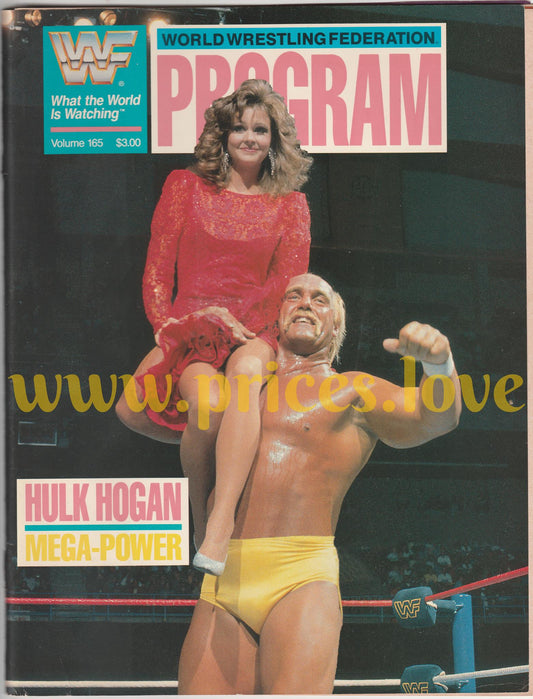 WWF Program Wrestling Magazine Volume 165 Hulk Hogan Miss Elizabeth WWE 1989