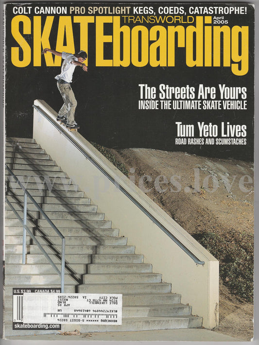 Transworld Skateboarding Magazine April 2005 Colt Cannon Tum Yeto Kegs Skate WL