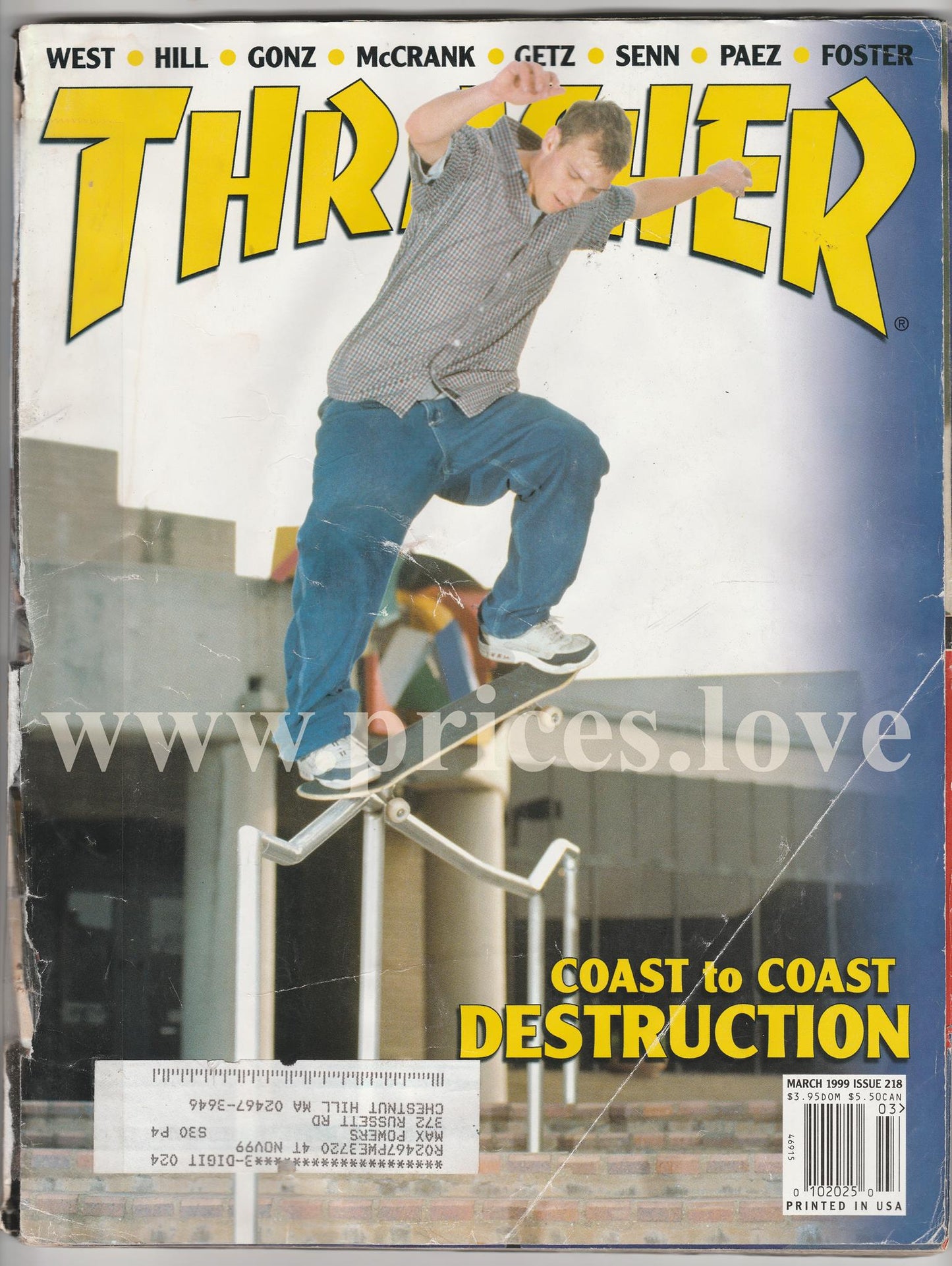 Thrasher Magazine March 1999 Coast To Coast Destruction West Hill Gonz Skate